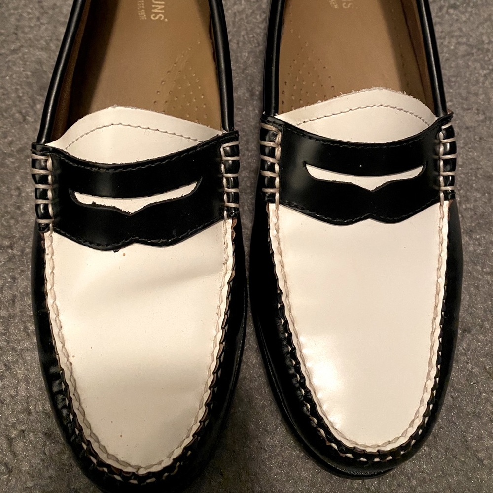 GH Bass Weejuns black white color block